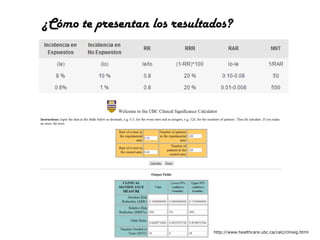¿Cómo te presentan los resultados?

http://www.healthcare.ubc.ca/calc/clinsig.html

 