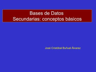 Bases de Datos  Secundarias: conceptos básicos José Cristóbal Buñuel Álvarez 