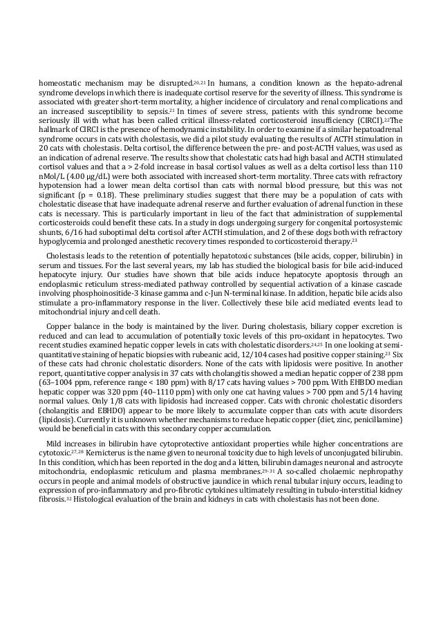 Medicina felina consequences of cholestasis in cats procedings