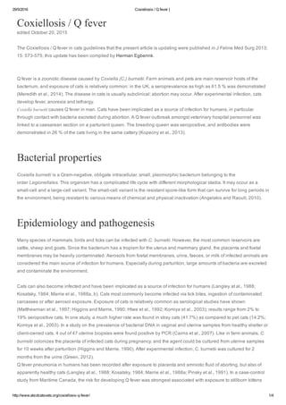 Medicina felina coxiellosis q fever - | PDF