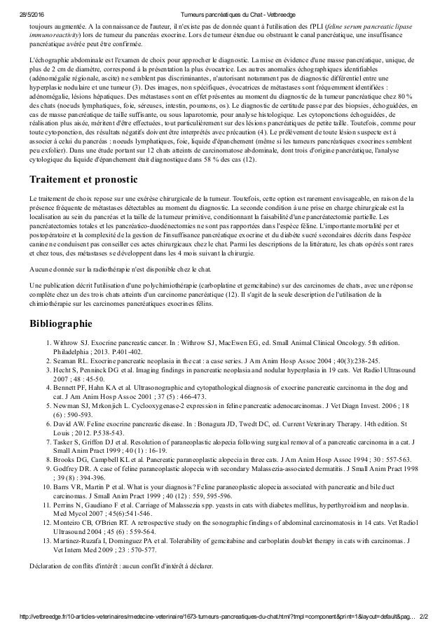 Medicina Felina Tumeur Pancreas Felin