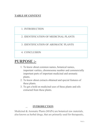 Medicinal and aromatic plants practical 1 18 bshorh041, kriti | PDF