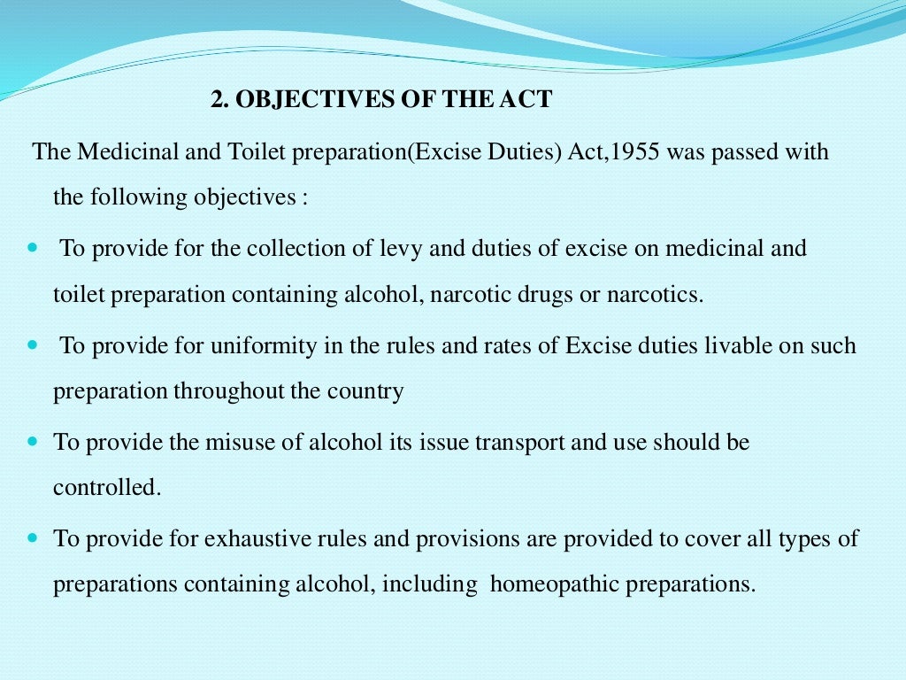 Medicinal and toilet preparation act 1955