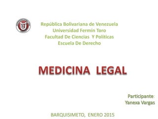República Bolivariana de Venezuela
Universidad Fermín Toro
Facultad De Ciencias Y Políticas
Escuela De Derecho
:
 