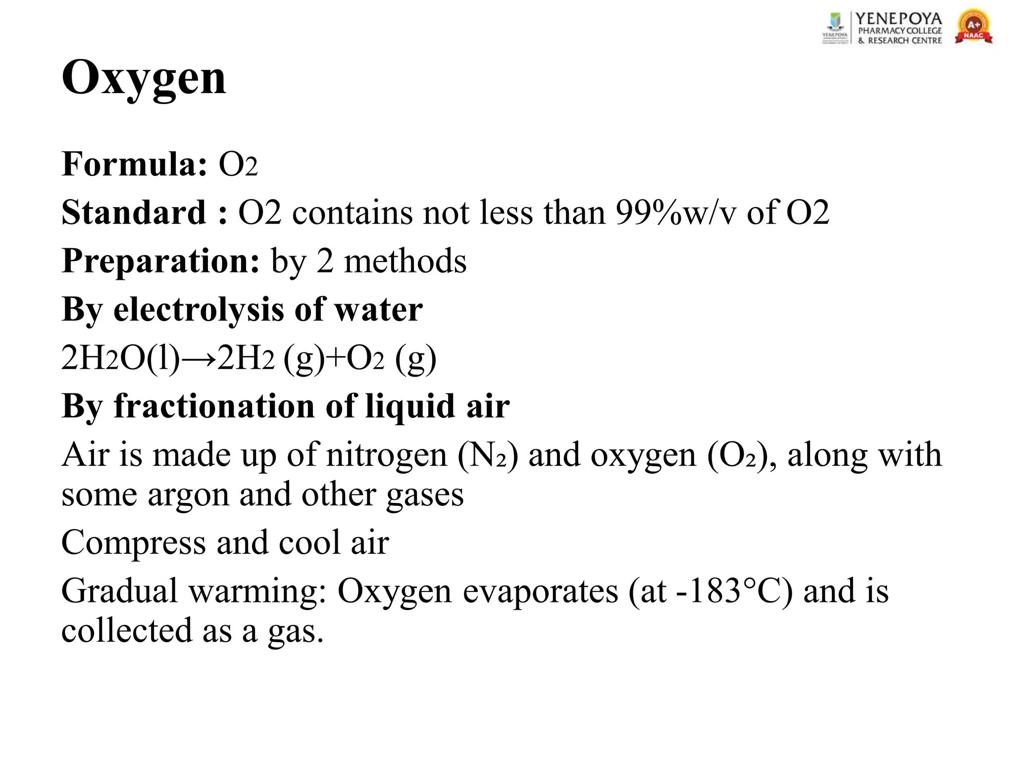 Overview of Medicinal Gases: Properties, Preparation, Storage, and Uses ...