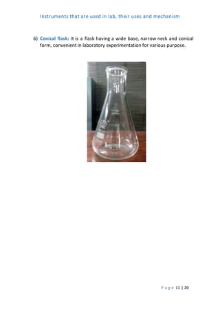 Instruments that are used in lab, their uses and mechanism | DOCX