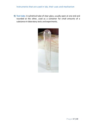 Instruments that are used in lab, their uses and mechanism | DOCX