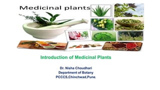 Introduction of Medicinal Plants
Dr. Nisha Choudhari
Department of Botany
PCCCS,Chinchwad,Pune.
 