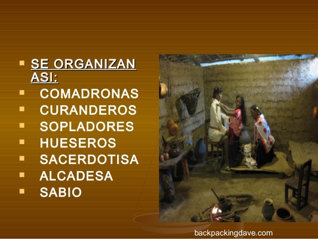    SE ORGANIZAN    ASI:    COMADRONAS    CURANDEROS    SOPLADORES    HUESEROS    SACERDOTISA    ALCADESA    SABIO ...
