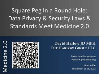 Square Peg in a Round Hole: Data Privacy & Security Laws & Standards Meet Medicine 2.0