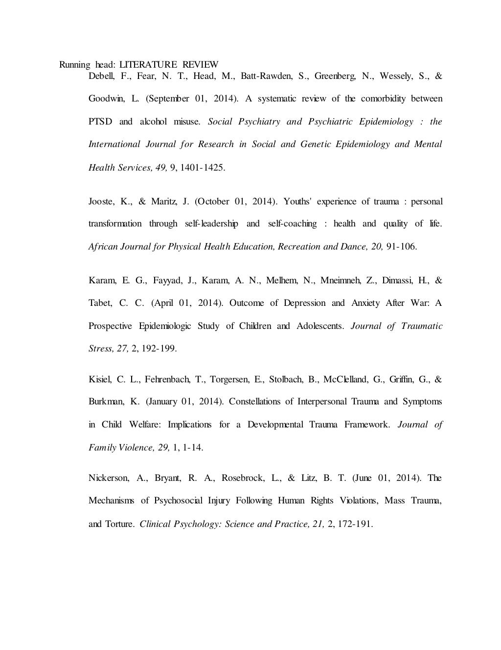 Health literature review sample picture