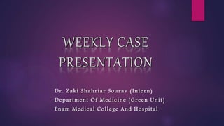 Dr. Zaki Shahriar Sourav (Intern)
Department Of Medicine (Green Unit)
Enam Medical College And Hospital
 