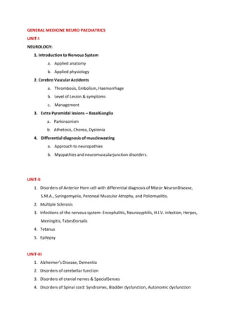 Pediatrics Neurology, General medicine Notes | PDF