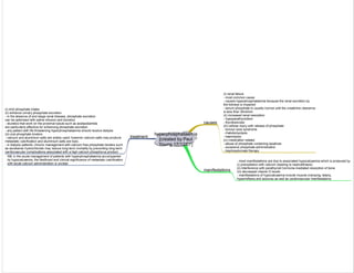 hyperphosphataemia
[created by Paul
Young 17/12/07]
causes
(i) renal failure
- most common cause
- causes hyperphosphataemia because the renal excretion by
the kidneys is impaired
- serum phosphate is usually normal until the creatinine clearance
is less than 30ml/min
(ii) increased renal resorption
- hypoparathyroidism
- thyrotoxicosis
(iii) cellular injury with release of phosphate
- tumour lysis syndrome
- rhabdomyolysis
- haemolysis
(iv) medication related
- abuse of phosphate containing laxatives
- excessive phosphate administration
- bisphosphonate therapy
manifestations
- most manifestations are due to associated hypocalcaemia which is produced by
(i) precipitation with calcium (leading to nepholithiasis)
(ii) interference with parathyroid hormone-mediated resorption of bone
(iii) decreased vitamin D levels
- manifestations of hypocalcaemia include muscle cramping, tetany,
hyperreflexia and seizures as well as cardiovascular manifestations
treatment
(i) limit phosphate intake
(ii) enhance urinary phosphate excretion
- in the absence of end stage renal disease, phosphate excretion
can be optimised with saline infusion and diuretics
- diuretics that work on the proximal tubule such as acetazolamide
are particularly effective for enhancing phosphate excretion
- any patient with life threatening hyperphosphataemia should receive dialysis
(iii) oral phosphate binders
- calcium and aluminium salts are widely used; however calcium salts may produce
metastatic calcification and aluminium salts are toxic.
- in dialysis patients, chronic management with calcium free phosphate binders such
as sevelamer hydrochloride may reduce long-term mortality by preventing long-term
cardiovascular complications associated with a high calcium phosphorus product
NB: in the acute management of patients with hyperphosphataemia accompanied
by hypocalcaemia, the likelihood and clinical significance of metastatic calcification
with acute calcium administration is unclear
 