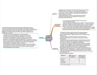 Klebsiella
[created by
Paul Young
02/10/07]
general
- Klebsiella species belong to the family Enterobacteriaceae that includes
Enterobacter spp., Escherichia coli, Proteus spp. and Serratia spp.
- They are non-motile, rod-shaped, usually encapsulated organisms that
are ubiquitous in nature, found both in the general environment and on
mucosal surfaces of mammals.
- Species differentiation is based on various biochemical reactions.
- Medically important species are Klebsiella pneumoniae and to a
lesser degree Klebsiella oxytoca
colonisation
& infection
- The vast majority of Klebsiella infections are nosocomial
and are typically opportunistic.
- As enteric organisms, Klebsiella spp. are involved in urinary tract infections,
peritonitis, cholangitis and intra-abdominal infections. However, because of
their ability to colonise the upper respiratory tract and the skin of critically ill
patients, they also cause pneumonia and catheter-related bacteraemia.
- The risk of colonisation and subsequent infection by Klebsiella spp. is related
to previous exposure to antimicrobials, length of hospital stay and the presence
of invasive lines, factors common to most nosocomial pathogens.
resistance
- Klebsiella spp. display a particular proclivity for acquiring plasmids.
- As a result, they are the likeliest of all the Enterobacteriaceae to
possess extended-spectrum betalactamases, which are overwhelmingly
plasmid-borne.
- Extended-spectrum beta-lactamases are able to hydrolyse third
generation cephalosporins (e.g. cefotaxime, ceftazidime, ceftriaxone)
and aztreonam.
- Extended-spectrum beta-lactamases-producing Klebsiella spp. were first
identified in the 1980s and their prevalence is increasing, most likely due
to the indiscriminate use of third generation cephalosporins.
- the presence of resistance to ceftazidime that is reversed by the addition
of clavulanic acid is suggestive of an extended-spectrum beta-lactamase.
- Plasmids carrying extended-spectrum beta-lactamases display relatively
high stability and persistence of colonisation. Extended-spectrum
beta-lactamase-producing strains can be observed years after exposure to
ceftazidime and other cephalosporins. In addition, these plasmids frequently
contain genes encoding resistance to aminoglycosides and co-trimoxazole.
- Although imipenem-resistant Klebsiellae have been documented, such strains
are fortunately still rare
therapy
- Non-extended-spectrumbeta-lactamase-producing Klebsiellae are likely to
be sensitive to awide range of agents active against Gram-negative organisms.
- These include fluoroquinolones, aminoglycosides, the antipseudomonal betalactams
(piperacillin-tazobactam, ticarcillin-clavulanic acid, cefepime, cefpirome and
ceftazidime) and often other second and third generation cephalosporins and
broadspectrum penicillins.
- The drugs of choice for extended-spectrum beta-lactamase-
producing strains are the carbapenems, imipenem and meropenem.
- Although in vitro testing may indicate susceptibility to one or more
third generation cephalosporins, the clinical outcome is poor when they
are used even in the presence of apparent susceptibility. The use of a
beta-lactam / beta-lactamase inhibitor combination such as piperacillin-tazobactam
is also not recommended for extended-spectrum beta-lactamase-producing strains
except possibly for urinary tract infections. Clinical evidence to support their
use for treatment of bloodstream infections is lacking.
- Extended-spectrum beta-lactamase-producing Klebsiellae are often resistant
to fluoroquinolones, and their prevalence is increasing. The exact mechanism for
the association is still unclear, but is thought to arise through prior exposure
to both cephalosporins and quinolones
influence of ESBL on resistance
 