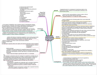 Myaesthenia
Gravis [created
by Paul Young
29/11/07]
general
clinical
features
drugs that
may increase
weakness in
myaesthenia
- myaesthenia gravis is a consequence of autoimmune attack on the
acetylcholine receptor complex at the postsynaptic membrane of the
neuromuscular junction
aetiology
- occurs at a rate in early adulthood in women but later in life the
rates for men and women become nearly equal
- reported prevalence is 14.2 cases per 100,000 population
- results in weakness with a fluctuating pattern that is most marked after
prolonged exertion
- typically involves ocular muscles producing ptosis and diplopia as well as
bulbar muscle weakness resulting in dysphagia and dysarthria
- the diagnosis should be considered in patients who have acute respiratory
failure with these cranial nerve findings
investigations
- a clinical diagnosis of myaesthenia gravis may be supported by:
(i) edrophonium testing (tensilon test)
(ii) electrophysiological studies including repetitive
nerve stimulation studies and single fibre EMG
(iii) ACh receptor and muscle specific receptor tyrosine kinase antibody testing
- approximately 20% of patients develop myaesthenia crisis
with respiratory failure requiring mechanical ventilation
- the most common precipitating factors for myaesthenic crisis include:
(i) bronchopulmonary infections (29%)
(ii) aspiration (10%)
- other precipitating factors include:
(i) sepsis
(ii) surgical procedures
(iii) rapid tapering of immunomodulatory therapy
(iv) beginning treatment with corticosteroids
(v) pregnancy
(vi) exposure to certain drugs
- thymomas are associated with more fulminant disease and are identified in
about 1/3rd of patients in myaesthenic crisis
- intensivists may also encounter myaesthenic patients for management of
complications of immunomodulatory treatment or for postoperative care after
thymectomy
(i) neuromuscular blocking agents
(ii) selected antibiotics:
- aminoglycosides (especially gentamycin)
- macrolides
(iii) selected cardiovascular agents
- beta blockers
- calcium channel blockers
- procainamide
- quinidine
(iv) quinine
(v) corticosteroids
(vi) magnesium
(vii) iodinated contrast agents
(viii) d-penicillamine
(ix) morphine & pethidine
- upper airway muscle weakness is a common mechanism leading to myaesthenic
crisis due to oropharyngeal and laryngeal weakness resulting in upper airway
collapse with obstruction along with inability to swallow secretions leading to
obstruction or aspiration
- findings of bulbar myaesthenia associated with upper airway compromise include:
(i) flaccid dysarthria with hypernasal, staccato or hoarse speech
(ii) dysphagia sometimes associated with nasal regurgitation
(iii) chewing fatigue
- jaw closure is often weak and cannot be maintained against resistance
- patients with myaesthenic tongue weakness may be unable to protrude the tongue
into either cheek
treatment
- patients with features of impending myaesthenic crisis including severe bulbar
weakness, vital capacity of less than 20-25ml/kg, weak cough with difficulty
clearing secretions should be admitted to an intensive care unit
- respiratory function tests are often performed; however, these measurements are
often inaccurate due to difficulty sealing lips around the spirometer. They may also
fail to predict respiratory failure due to the fluctuating nature of the disease
- criteria for intubation are similar to other neuromuscular conditions:
(i) failure to protect airway
(ii) fatigue
(iii) hypercapnic respiratory failure (the majority who become hypercapnic require intubation)
plasma exchange:
- an effective short term treatment for myaesthenia gravis and for surgical
preparation in symptomatic myaesthenic patients with significant improvements
having been demonstrated in several case series (no controlled trials have been
performed)
- onset of improved strength is generally seen after 2 or 3 exchanges
IVIg
- may represent an alternative short term treatment for myaesthenia candidates who are
poor candidates for plasma exchange sue to difficult vascular access or septicaemia
- comparable efficacy with plasma exchange has been demonstrated in a small
randomised controlled trial of IVIG at 1.2 and 2g/kg over 2-5 days; however, a
larger retrospective study suggested plasma exchange was more effective
Corticosteroids:
- eg prednisilone 1mg/kg/day are occasionally used in prolonged myaesthenic
crises that fail to respond to to treatment with plasma exchange or IVIG
- initiation of corticosteroids may lead to a transient increase in weakness
cholinergic
crisis
- in the context of myaesthenic crisis, excessive dosing of cholinesterase inhibitors
may superimpose a cholinergic crisis owing to depolarisation blockade and result in
increased weakness (worsening with a tensilon test indicates that the patient is
likely to be suffering from over administration of anticholinergics)
- other symptoms of cholinergic crisis include muscle fasiculations and prominent
muscarinic symptoms including miosis, lacrimation, sweating, salivation, abdominal
cramps, diarrhoea, vomiting, increased bronchial secretions and bradycardia
- relatively rare event because it is now common practice to avoid repeated dose
escalation of cholinesterase inhibitors in myaesthenic crisis and to discontinue their
use after intubation to reduce muscarinic complications
Thymectomy:
- may result in long-term improvement in patients with a suspected thymoma
or with a life expectancy of greater than 10 years
Acetylcholinesterase inhibitors:
- pyridostigmine
- rivastigmine
 
