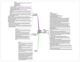 arterial
blood
gases
analytic
errors
serum
measurement
of oxygen
tension
General
- can be measured using:
(i) oxygen electrode
(ii) transcutaneous electrodes
(iii) fluorescence-based blood gas analysis
(iv) ion-selective electrodes
Oxygen electrode (Clarke's electrode)
- consists of a platinum wire normally 2mm in diameter embedded
in a rough surfaced glass rod which is immersed in a phosphate
buffer which is stabilised by KCl & contained in an outer sachet
- at the end of the outer end of the jacket is a membrane which is
usually polyethylene or polypropylene each of which is permeable
to oxygen (polyethylene allows faster O2 diffusion making the
system more sensitive but less stable)
- a polarising voltage of 600-800mV is applied to the platinum wire
& as oxygen diffuses through the membrane electro-oxidoreduction
occurs at the cathode & corresponding oxidation occurs at the
Ag-AgCl anode. Thus a half cell is set up and current is generated.
- miniature electrodes have been set-up for continuous intravascular
monitoring; however, they are subject to build-up of fibrin which alters
electrode sensitivity
Transcutanous electrodes:
- allow monitoring non-invasively & are particularly used in neonates
& infants
- the electrodes are based on similar principles to those used in blood
gas analysers but also incorporate a heating element.
- the electrode is attached to the skin to form an airtight seal using a
contact liquid & the area is heated to 43 degrees. At this temperature
the blood flow to the skin increases and the capillary oxygen diffuses
through the skin allowing measurement.
- problems include:
(i) surgical diathermy causing skin electrode overheating
(ii) values are generally lower than those from arterial specimens
(iii) electrode reads low with severe hypertension & microcirculatory
perfusion failure
Fluorescence-based blood gas analysis:
- depends on light from a pulsed xenon lamp being selectively filtered
at 410, 460 & 385nm for respective measurement of pH, pCO2 & pO2
- pO2 measurement utilises an oxygen quenchable dye dissolved in
silicone attached directly to the end of the sensor fibre. The dye is
excited at 385nm & the decrease in light emitted at 515nm is directly
proportional to the oxygen tension
Ion selective or pH electrode
- utilises a glass membrane the composition of which is tailored selectively
to allow hydrogen ions to pass throught thus produceing an electromotive
force.
- the most commonly used electrode systems are those which are selective
for sodium, potassium & calcium
- the magnitude of the electromagnetic force is based on the Nerst equation
O2 content
& capacity
General:
- methods to measure oxygen content and capacity include:
(i) volumetric method
(ii) blood haemolysis
(iii) galvanic cell
(iv) calorimetric method
Volumetric method:
- has been used whereby the gases dissolved in a blood sample were
liberated using lactic acid and vacuum extraction & the volume measured
at a fixed atmospheric pressure
- technically difficult, time consuming and now rarely used
preanalytic
errors
Haemolysis:
- a small sample of blood is added to a large volume (50ml) of potassium
ferricyanide solution which haemolyses red cells and drives oxygen into
solution
- by measuring the PO2 before and after adding the blood and knowing the
solubility of oxygen in the solution, it is possible to calculate the oxygen
content of the original sample
Galvanic cell system:
- oxygen content measurement is possible using a direct reading galvanic
cell system. Here a carrier gas consisting of 1% carbon monoxide, 2% hydrogen
& 97% nitrogen is passed over a palladium catalyst and bubbled through a
haemolysed blood sample.
- the liberated oxygen is reduced at a carbon cathode which gives rise to four
electrons per molecule of oxygen with the current proportional to the amount of
oxygen in the sample
Calorimetric method:
- requires a 10ml sample of whole blood to be injected anaerobically into a
sealed curvette containing an alkaline catachl solution and the change in
absorbency at 511nm is measured
- from this a blank of fully reduced Hb has to be subtracted and this is obtained
by injecting a similar volume of sample into an identical curvette containing
0.1M sodium hydroxide
 