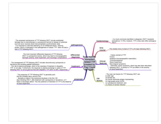 Bone marrow
transplant
related TTP
[created by
Paul Young
02/10/07]
Epidemiology:
- It is more commonly identified in allogeneic HSCT recipients
(prevalence, 5-15%); however, TTP is also seen after autologous
HSCT.
time
course
- The median time of onset of TTP is 44 days following HSCT.
clinical
features
- Classic pentad of TTP:
Fevers
Anaemia (microangiopathic haemolytic)
Thrombocytopenia
Renal Impairment
Neurological symptoms
- Hemolytic uremic syndrome, which has also been described
following HSCT, is similar to TTP but differs in the severity
of renal impairment.
risk
factors
- The main risk factors for TTP following HSCT are:
(i) older age,
(ii) female sex,
(iii) human leukocyte antigen mismatching,
(iv) high-grade acute GVHD,
(v) cyclosporine treatment, and
(vi) history of severe infection
pathogenesis
- The proposed mechanisms of TTP following HSCT include endothelial
damage due to chemotherapy or cyclosporine that led to release of cytokines,
such as tumor necrosis factor that precipitate a prothrombotic state
- It is important to note that deficiency of von Willebrand factor- cleaving
protein, which is implicated in the pathogenesis of classic TTP, does not play a
role in TTP following HSCT.
differential
diagnosis
- The most important differential diagnosis of TTP following
HSCT is cyclosporine toxicity, which may lead to microangiopathic
hemolytic anemia, renal impairment, and neurologic complications.
treatment
- The management of TTP following HSCT includes discontinuing cyclosporine or
tacrolimus and avoiding platelet transfusion.
- The role of plasma exchange, which is the mainstay of treatment in idiopathic
TTP, is not clear. Furthermore, the response to plasma exchange in cases of TTP
following HSCT is not as good as that with idiopathic TTP (25% vs 90%, respectively.)
prognosis
- The prognosis of TTP following HSCT is generally poor,
and the mortality rate is around 70%
- Mortality is higher if the syndrome develops in the first 120
days following HSCT, after treatment with cyclosporine or tacrolimus, or if
there is neurologic deficit. The only predictor of resolution of TTP is the absence
of renal impairment.
 