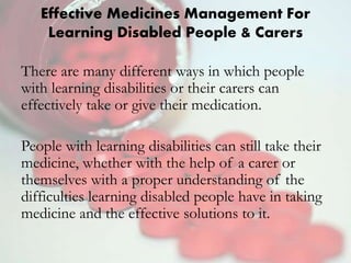 Learning Disability Medication Medicine Management | PPTX