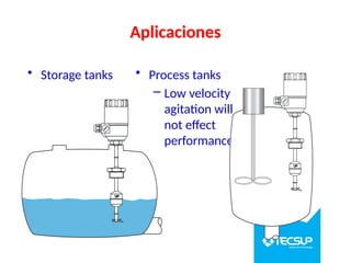 Aplicaciones
• Storage tanks • Process tanks
– Low velocity
agitation will
not effect
performance
 