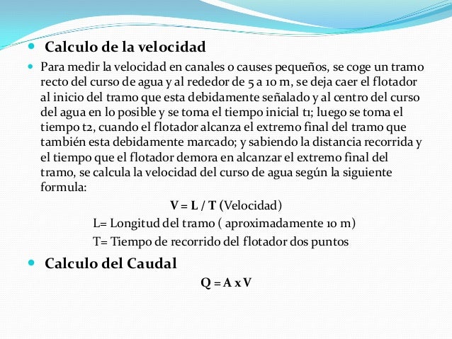 Medicion del caudal por aforo del rio