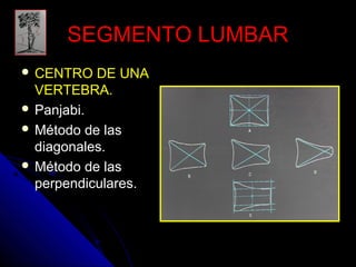 SSEEGGMMEENNTTOO LLUUMMBBAARR 
 CCEENNTTRROO DDEE UUNNAA 
VVEERRTTEEBBRRAA.. 
 PPaannjjaabbii.. 
 MMééttooddoo ddee llaass 
ddiiaaggoonnaalleess.. 
 MMééttooddoo ddee llaass 
ppeerrppeennddiiccuullaarreess.. 
 