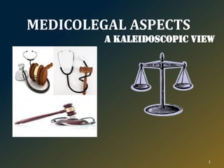 MEDICOLEGAL ASPECTS
A Kaleidoscopic view
1
 