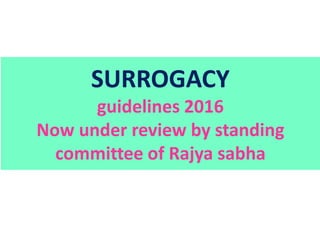 MEDICO LEGAL ISSUES  In Surrogacy Guidelines of G.O.I  2016 DR. SHARDA JAIN  Dr. Jyoti Agarwal