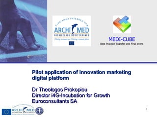 Pilot application of innovation marketing digital platform   Dr   Theologos Prokopiou Director   i4G-Incubation for Growth Euroconsultants SA 