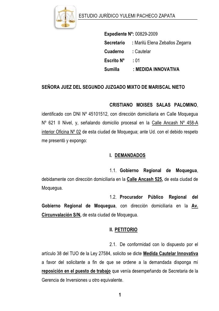 Medida Cautelar Innovativa Contencioso Administrativo