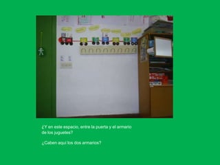 ¿Y en este espacio, entre la puerta y el armario
de los juguetes?

¿Caben aquí los dos armarios?
 
