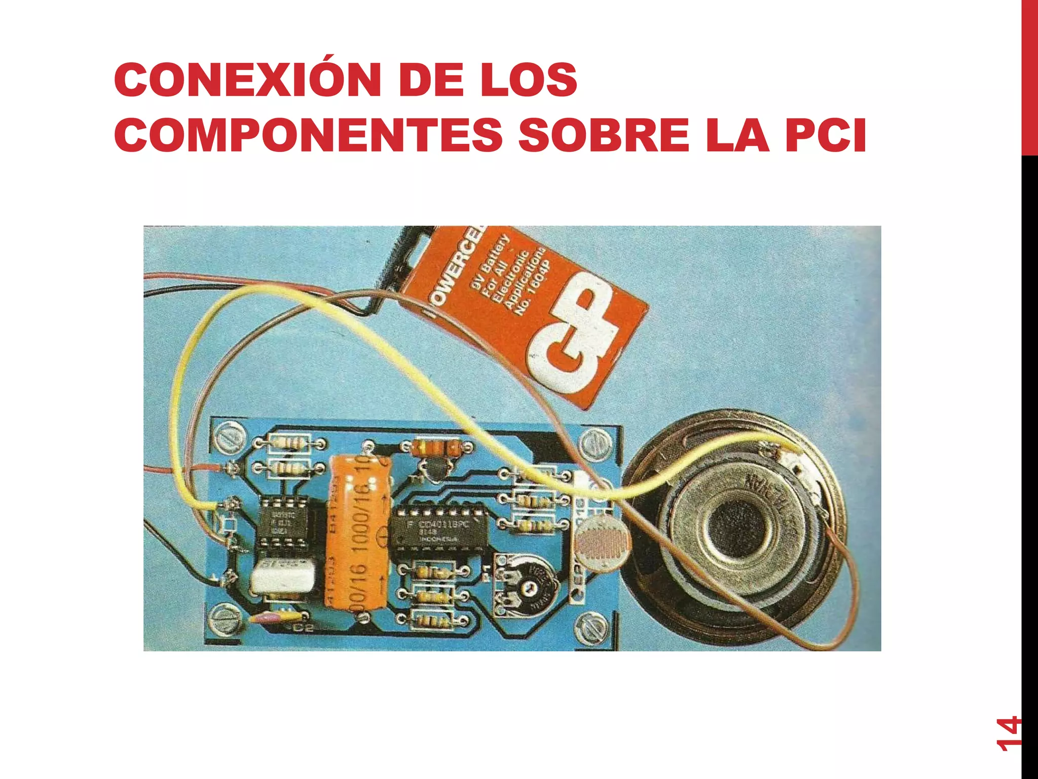 CONEXIÓN DE LOS
COMPONENTES SOBRE LA PCI
14
 