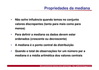 Medidas de Tendência Central e Dispersão