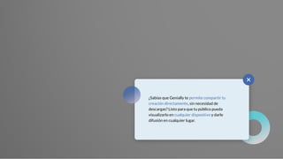 ¿Sabías que Genially te permite compartir tu
creación directamente, sin necesidad de
descargas? Listo para que tu público pueda
visualizarlo en cualquier dispositivo y darle
difusión en cualquier lugar.
 