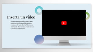 El contenido multimedia es esencial en
una presentación, para dejar a todo el
mundo con la boca abierta. Además, así
sintetizarás el contenido y mantendrás a
tu audiencia entretenida.
Inserta un vídeo
Te damos la bienvenida a Genially
Te damos la bienvenida a Genially
 