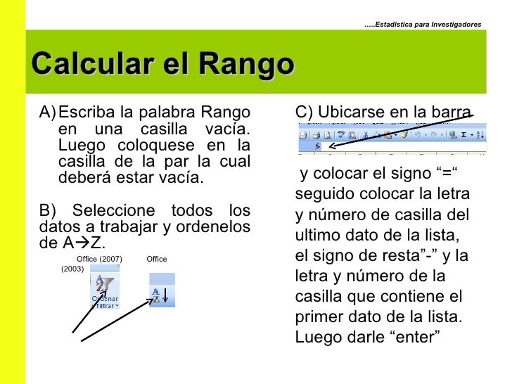 Medidas de dispersionl herramienta excel