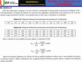 ESTATÍSTICA I
Estatística Descritiva Univariada
Medidas de Dispersão ou
Variabilidade
Wadiley Nascimento (Mestre em Estatística) Telm.: (+239) 980 1045 / 906 0200 E-mail: wadmiguel547@yahoo.com
 