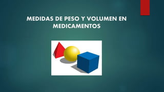 MEDIDAS DE PESO Y VOLUMEN EN
MEDICAMENTOS
 