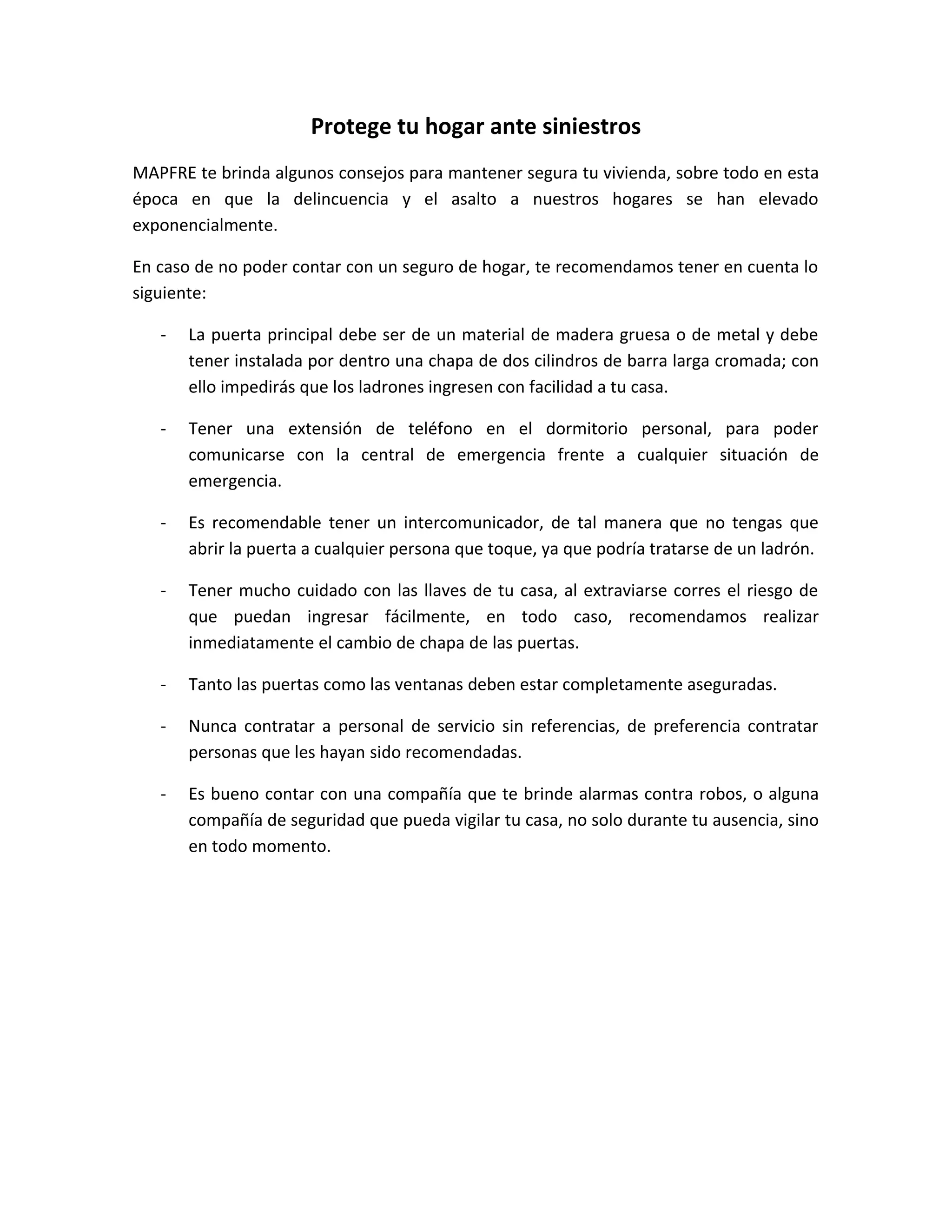 Medidas de seguridad para el hogar | PDF
