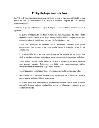 Medidas de seguridad para el hogar | DOC