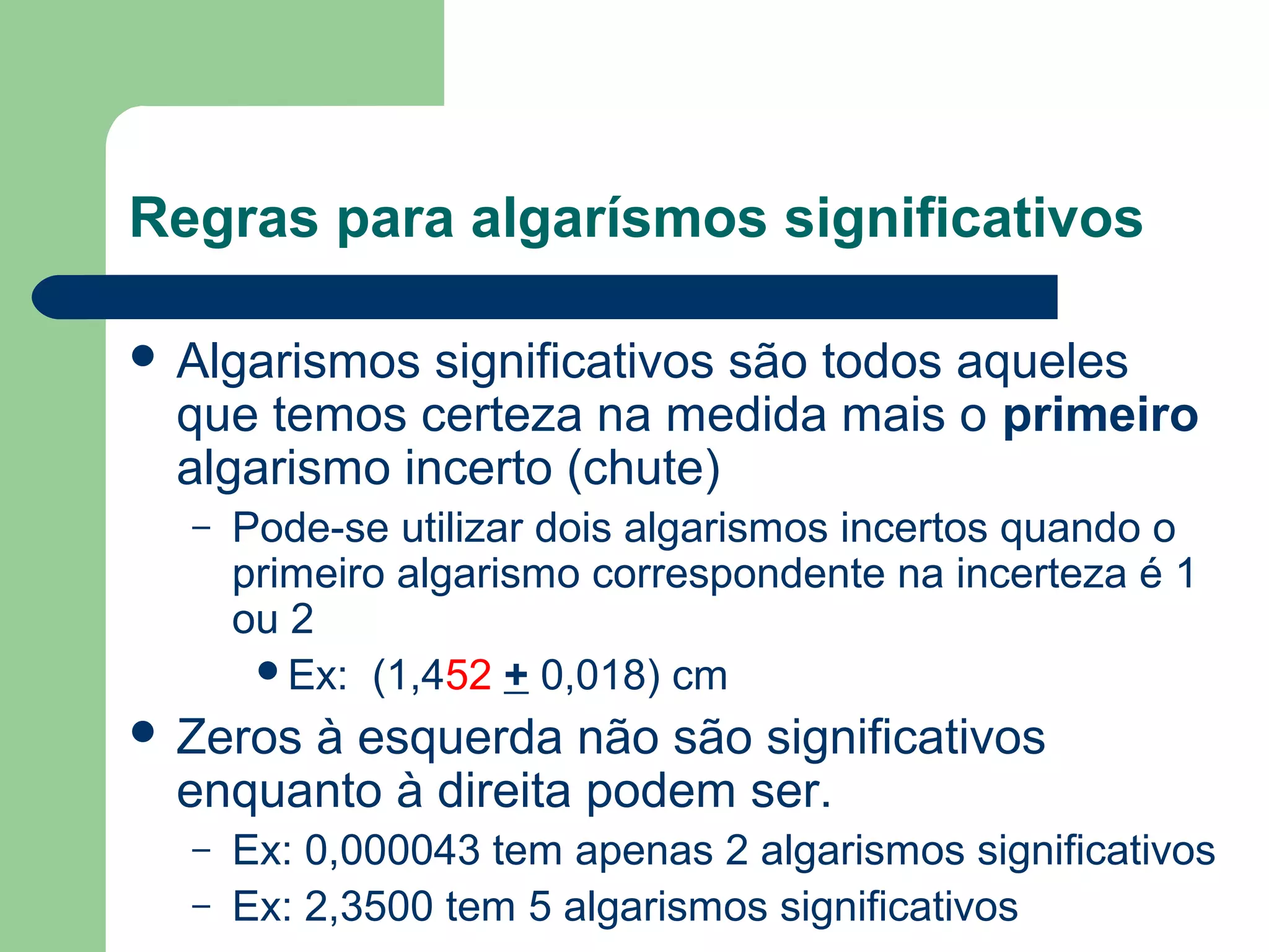 Medidas e algarismos significativos | PPT