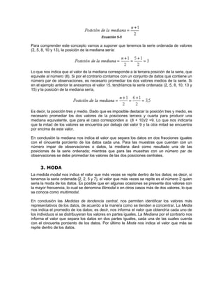 Medidas tendencia central y dispersion