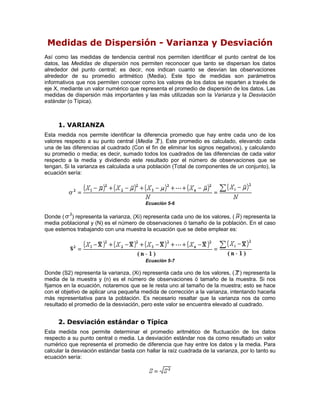 Medidas tendencia central y dispersion