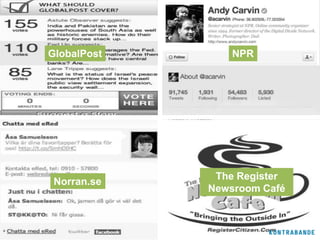 GlobalPost       NPR




              The Register
 Norran.se
             Newsroom Café
 