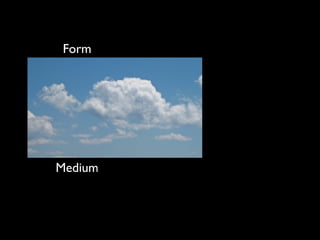 „mediatisierte“   Sichtbarkeit, Anordnung,
    Form          Sinn, Aufzeichnung


         „Mediatisierung“
            (Ereignis)



   Medium
             {    Medialität (struktural)

                  Materialität (amedial)
 