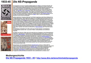 Mediengeschichte 
Die NS Propaganda 1933 - 45 / http://www.dhm.de/lemo/html/wk2/propaganda 
 