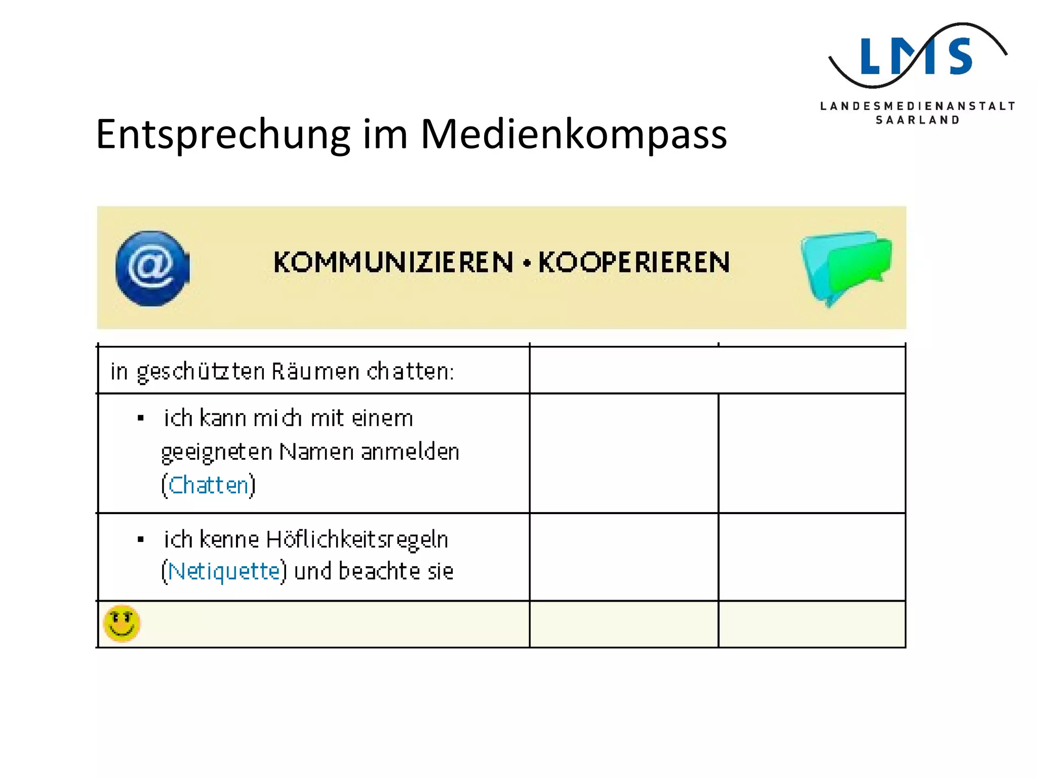 Entsprechung im Medienkompass
 