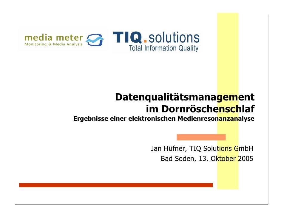 Medienresonanzanalyse Datenqualitatsmanagement