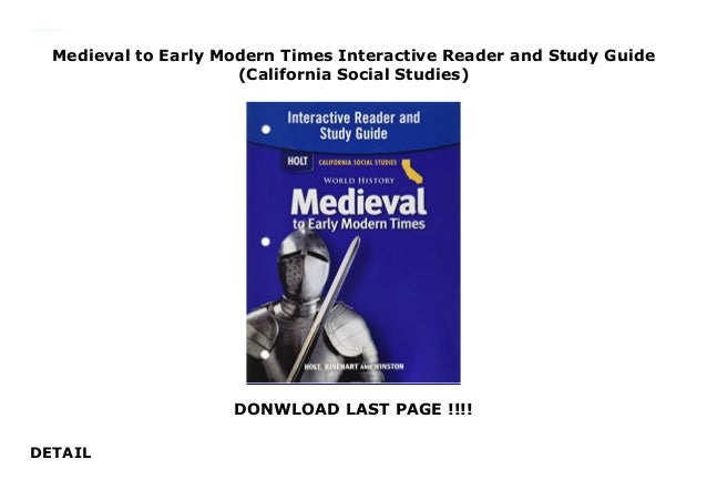 Medieval To Early Modern Times Interactive Reader And Study