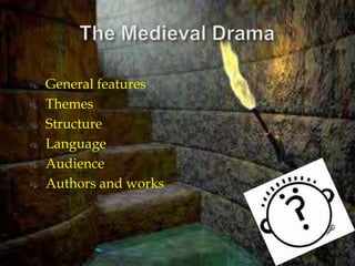    General features
   Themes
   Structure
   Language
   Audience
   Authors and works
 